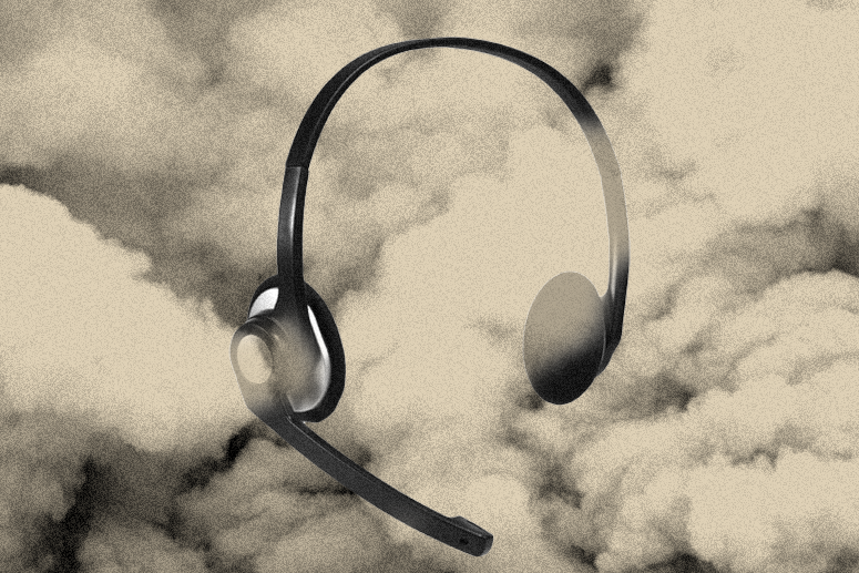 headphones float in dark clouds